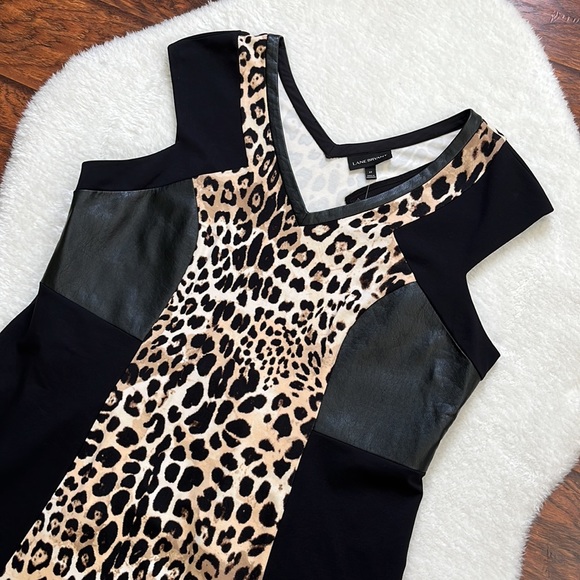 ๐ LANE BRYANT LEOPARD PRINT AND FAUX LEATHER DRESS - Picture 4 of 9